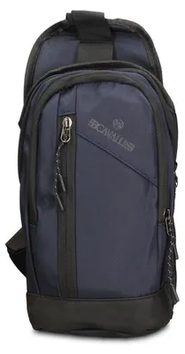 Image de Sacoche pour homme B Cavalli, en simili cuir noir, avec bandoulière réglable et fermeture éclair. Modèle : Black B UNICA, dimensions : 17x7x36 cm