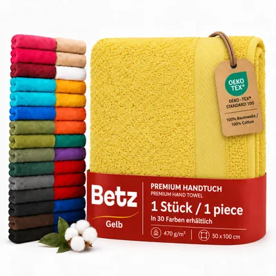 Produktbild von Betz Handtuch PREMIUM 100% Baumwolle 50x100 cm Gesicht- Hände- Körper- Handtuch Farbe - gelb