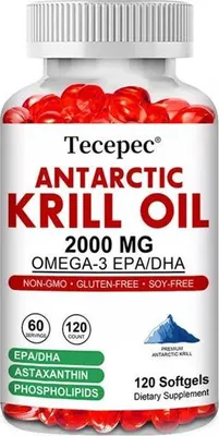 Image de Antarctic Krill Oil 2000mg (120 capsules) Complément alimentaire, cœur, articulations, os, cerveau