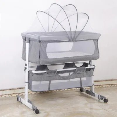 Image de Lit bébé 3 en 1 avec moustiquaire et panier de rangement