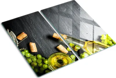 Obrázek produktu pro Kryt varné desky – Kryt na indukční desku – Ochranná skleněná deska – 2x30x52 cm– Skleněné ochranné desky na sporák –Tvrzené sklo –Bílé víno a ovoce