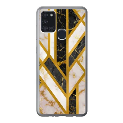 Produktbild von MuchoWow® Handyhülle Schutzhülle Hülle für Samsung Galaxy A21s Marmor - Gold - Glitzer - Luxus Silikon Softcase Handy Hülle - Hartschale
