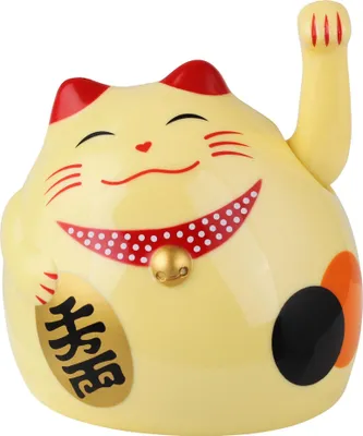 Produktbild von Glückskatze - Maneki-neko - rundliche Winkekatze 8 cm - beige