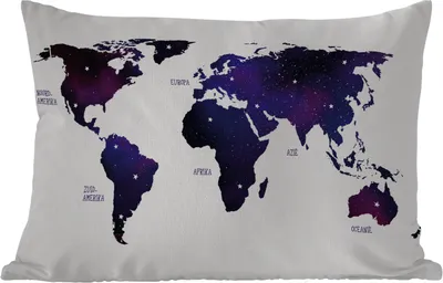Produktbild von MuchoWow® Outdoor Kissen - Weltkarte - Lila - Sternenhimmel - Kinder - Jungen - Mädchen - 60x40 cm - Wetterfest - Lounge Kissen - Zierkissen - Kissen für Innenräume