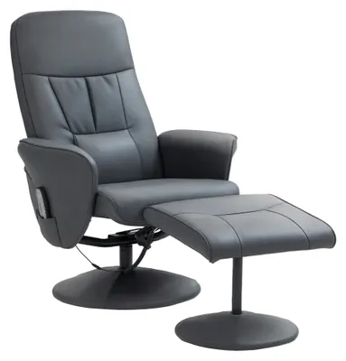 Produktbild von Relaxsessel mit Liegefunktion Massagesessel 10 Vibrationspunkte Fußhocker Grau