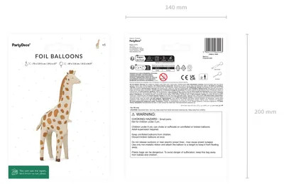 Productafbeelding van Standaard folievuilballon, giraffe, beige/bruin, 49x114 cm