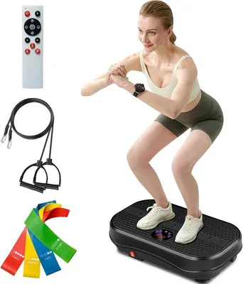 Obrázek produktu pro Vibrační deska, tichá a kompaktní vibrační deska pro hubnutí, celotělové cvičení, nosnost 150 kg, vhodná pro domácí cvičení, s LED displejem a dálkovým ovládáním