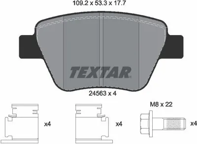 Produktbild von Textar Bremsbeläge hinten für Audi A1 A3 Seat Altea Skoda Superb VW Beetle Golf