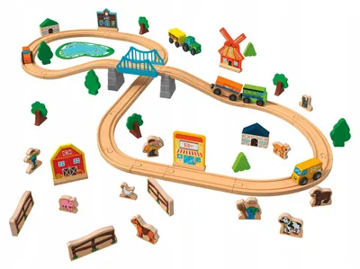 Produktbild von Playtive Holz Eisenbahn Bauernhof 2,7 m Montessori