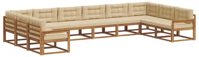 Produktbild von vidaXL Outdoor-Sofagarnitur mit Kissen 10 pcs Natur und Beige