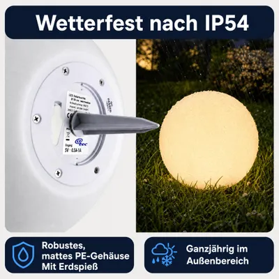Produktbild von Solar Kugelleuchte Garten & Balkon LED warmweiß IP54 kabellos USB aufladbar 30 cm