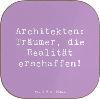 Produktbild von Mr. & Mrs. Panda Holzuntersetzer Spruch Architekt Träumer - Lavendeltraum - Geschenk, Getränkeuntersetzer, Beruf, Coaster, kreative Geschenke, Architekturspruch, Baukunst