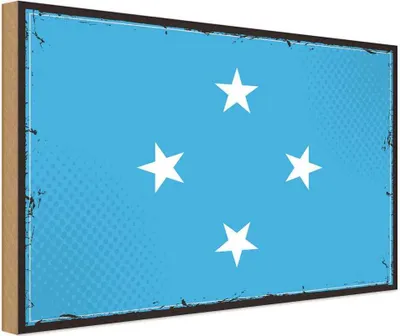 Produktbild von vianmo Holzschild 12x18 cm Mikronesiens Micronesia Flagge Fahne Wappen