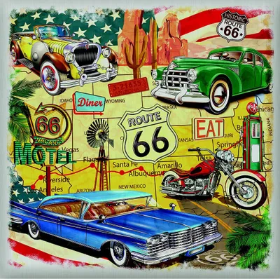 Produktbild von AG Design Wandstickers USA Auto Moto Mix, 30 x 30 cm