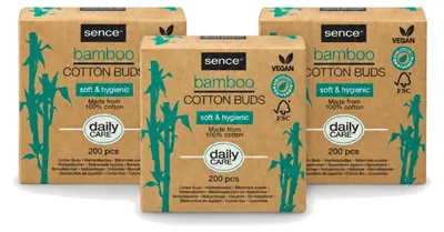 Image de 3 x Coton-tiges en bambou Sence - Biodégradables et véganes - Pack avantageux - 3 pièces