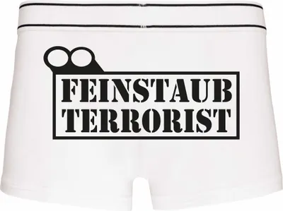 Produktbild von Boxershorts - Mann - Boxer-0034-man-white-h-L - weiß - L - hinten - Feinstaubterrorist - lustiges Motiv - Spruch - Unterwäsche - Unterhose - Freizeit - lustig