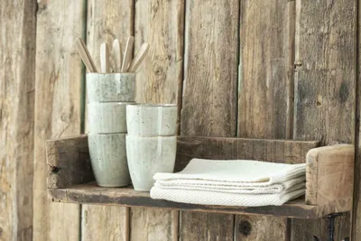 Produktbild von Landhaus Wandregal Regal ISBERT aus altem Holz, im Shabby Chic Stil 45 cm