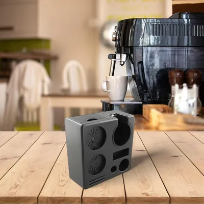 Produktbild von Kaffeemaschinengriffhalter, ABS-Schublade, Kaffeepulverspender, Tamper-Basis für Espressomaschinen-Zubehör (schwarz)
