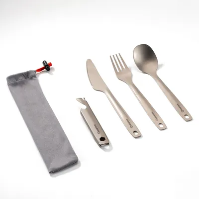 Produktbild von Qunature Outdoor Camping Portable Besteck 4 teiliges Set mit Tasche
