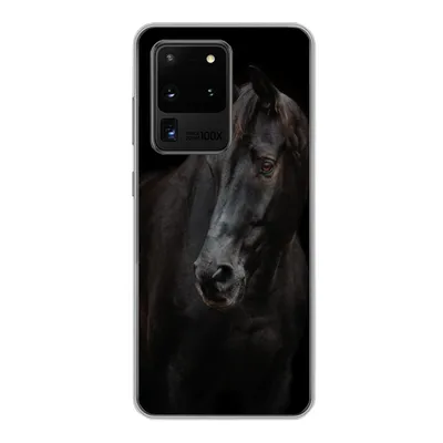 Produktbild von MuchoWow® Handyhülle Schutzhülle Hülle für Samsung Galaxy S20 Ultra Pferd - Leicht - Schwarz Silikon Softcase Handy Hülle - Karteninhaber