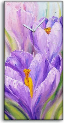 Produktbild von Wohnzimmer-Bild Leinwand Uhr 30x60 Malerei Blumen Pflanzen Natur Kunst - weiße Hände