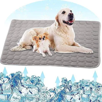 Produktbild von All In Dog Cooling Mat Was Non-Slip Soft Cooling Blanket for Pets Summer (70 x 100 cm. / 27.55 x 39.37 inches. Grey)