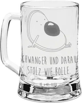 Produktbild von Mr. & Mrs. Panda Krug Avocado Schwangerschaft - Transparent - Geschenk, Humpen, Liebe, Baby, Seidel, Bierkrug Mit Gravur, Schwanger, Geburt, Bierhumpen