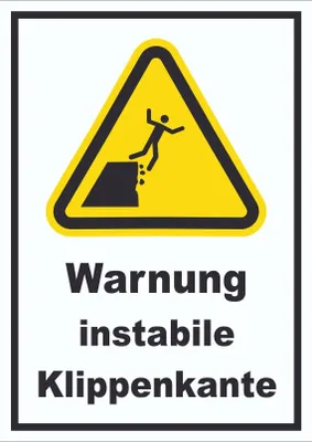 Produktbild von Schild Warnung instabile Klippenkante A3 Rückseite selbstklebend