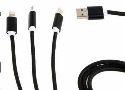 Image de gembird USB 3-in-1-Ladekabel,Lightning/USB-C/Micro schw, 1m