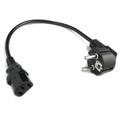 Immagine prodotto di cavo di rete corto da 40 cm con contatto di terra a 90° - presa IEC diritta