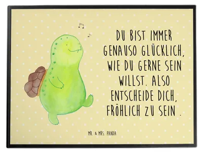 Produktbild von Mr. & Mrs. Panda schreibauflage Schildkröte Pfeifen - Gelb Pastell - Geschenk, Trennung, schreibtischunterlagen, Schreibunterlage, Depression, Schildkröten, malmatte