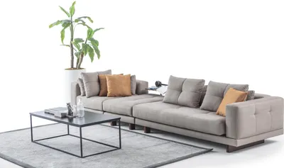 Zdjęcie produktu dla Nowoczesny zestaw do salonu Beżowa trzyosobowa sofa Elegancki stolik kawowy