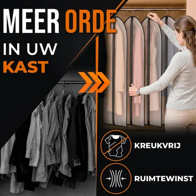 Imagen del producto de Fundas para ropa, 8 unidades, transparentes, para proteger y guardar la ropa, ideales para armarios