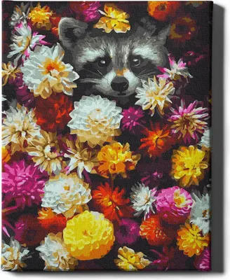 Obrázek produktu pro Ach, umění! - Sada na malování podle čísel mýval - 40x50cm, s dřevěným rámem a štětci DIY