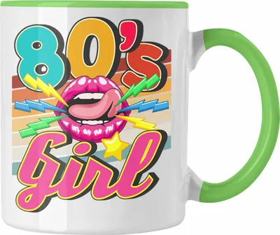 Produktbild von Trendation - 80er Jahre Girl Tasse Geschenk 80. Jahre Geschenkdidee Errinerrung (Grün)