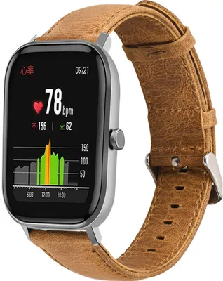 Produktbild von Strap-it Xiaomi Amazfit GTS Lederarmband (Braun)