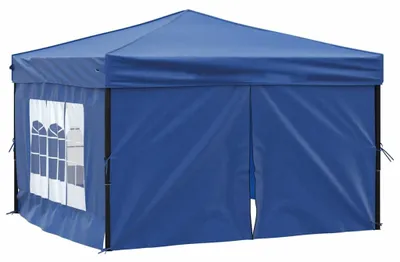 Immagine prodotto di vidaXL Tenda pieghevole per feste con pareti laterali blu 3x3 m