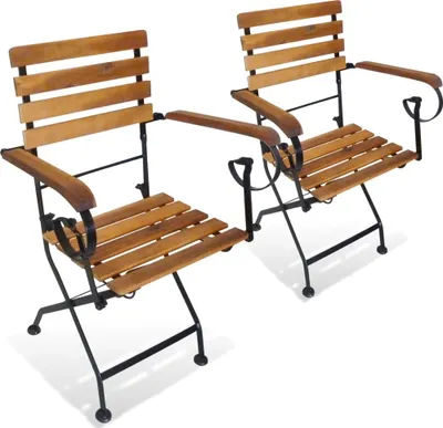 Produktbild von Klappbare Gartenstühle 2 Stk. Stahl und Massivholz Akazie