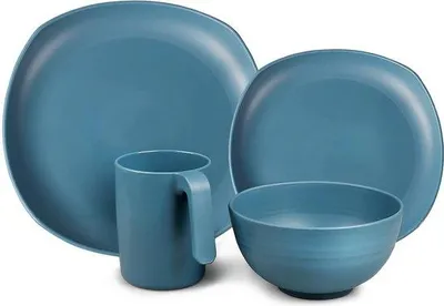 Produktbild von Leichtes Plastikgeschirr, 4-Teller-Set, mikrowellengeeignet, spülmaschinenfest, für Kinder und Erwachsene