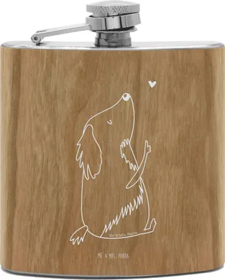 Produktbild von Mr. & Mrs. Panda Flachmann Hund Liebe - Transparent - Geschenk, Alkoholflasche, Hip Flask, taschenflasche, Hunde, feldflasche, Herz, spirituosenflasche, Hundebesitzer