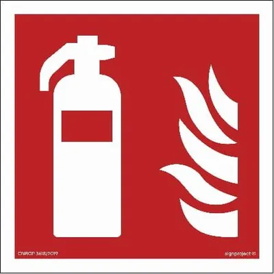 Obrázok produktu pre BF001 Gaśnica ZNAK PPOŻ PŁYTA SZTYWNA 250 X 250 WODOODPORNA CNBOP-PIB 5508