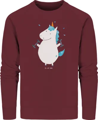 Produktbild von Mr. & Mrs. Panda Rundhals Pullover Einhorn Fitness Größe XL - Burgundy - Geschenk, Unicorn, Einhörner, Fitnessstudio, Sweatshirt, Sport, Baumwoll, Gym, Sweater, Pulli