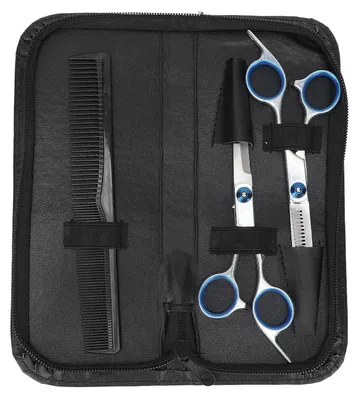 Produktbild von Haarschneideschere-Set, Effilierschere, Kamm, professionelles Friseur-Scheren-Set, Silber