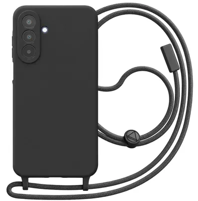 Produktbild von Avizar, Silikonhülle für Samsung Galaxy A25 5G mit Umhängeband, Schwarz