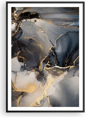 Produktbild von Gerahmtes Poster - Schwarzer Rahmen - Dunkel Abstraktion Gold - 70x100 cm - Wand Bild - Wanddeko - Wandbilder - Kunstposter - Wandposter - Bilderrahmen - Bilder - Kunstdruck - P2BPA70x100-4824