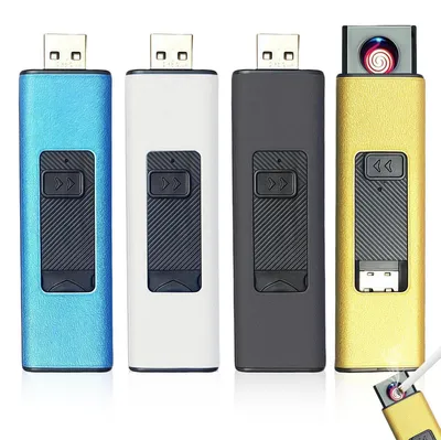 Produktbild von 4 Stück Sturmfeuerzeug Elektronisch USB Wiederaufladbar Winddicht Flammenlos