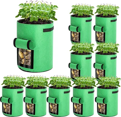Produktbild von SWANEW Pflanzsack Pflanzzubehör Pflanzbeutel Pflanztasche Vliesstoff Pflanzkorb -10er 38L(10 Gallone)