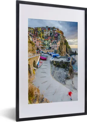 Produktbild von MuchoWow® MuchoWow® Gerahmtes Poster Sonnenuntergang über Manarola in Cinque Terre 40x60 cm - Poster mit zchwarzem Bilderrahmen - Poster in Rahmen