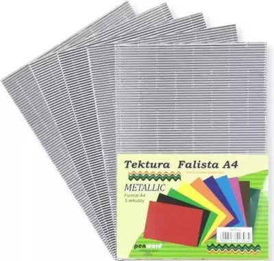 Zdjęcie produktu dla Tektura falista A4 srebrna metaliczna 5 sztuk