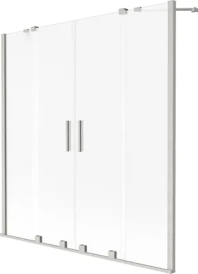 Produktbild von Mexen Velar Duo Badewannenfaltwand 2-flügelig, verschiebbar 150 x 150 cm, mattiert, gebürstetes Nickel - 896-150-000-32-97